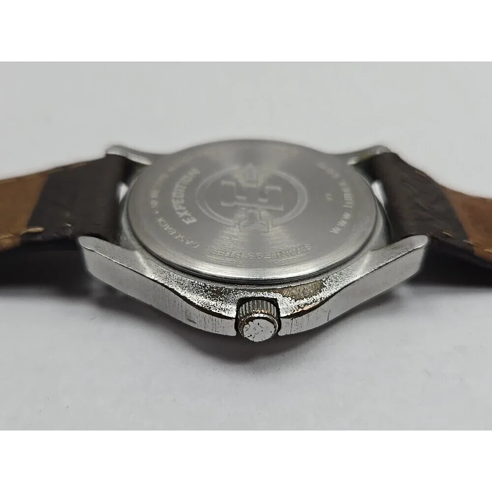 Timex Expedition Indiglo WR50M Date Field Watch Quartz New Battery Leather Strap